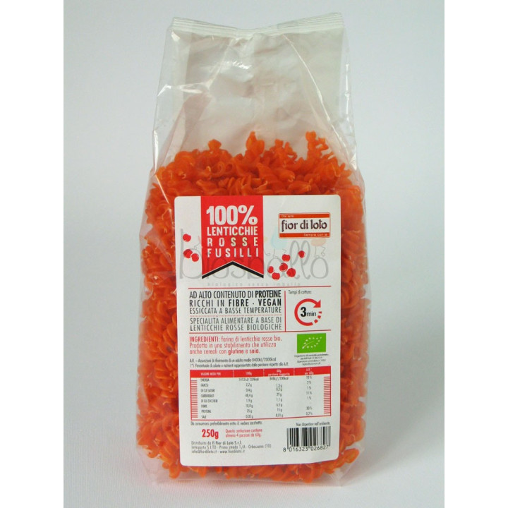 Fusilli di lenticchie rosse 250g