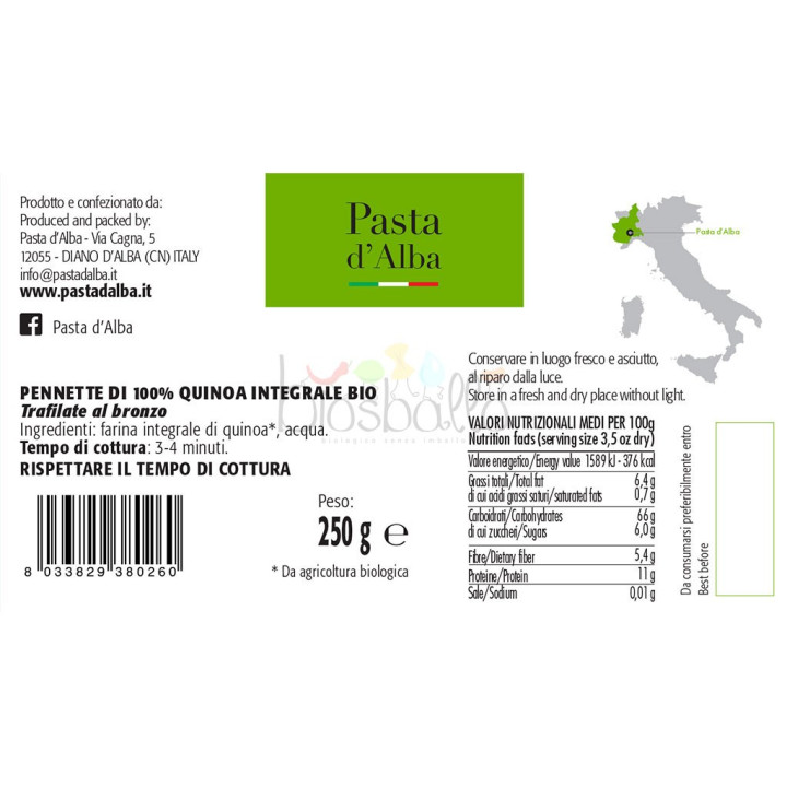 Pennette di 100% quinoa integrale bio 250g