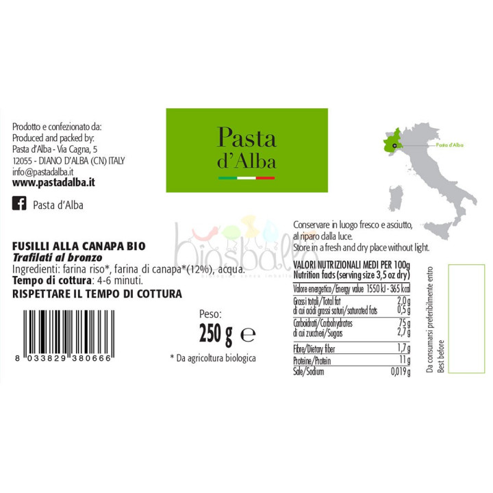 Fusilli riso e canapa 250g