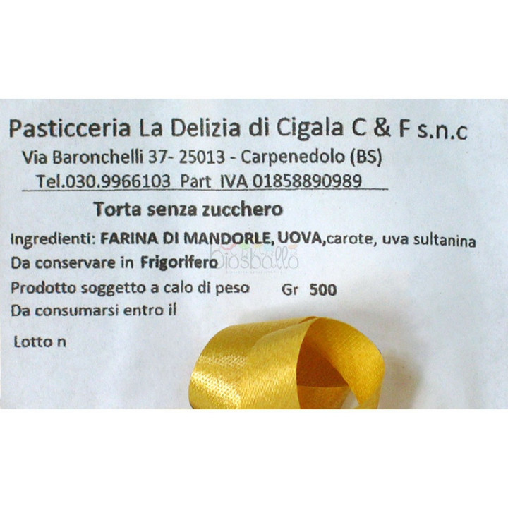 Torta senza zucchero 500g
