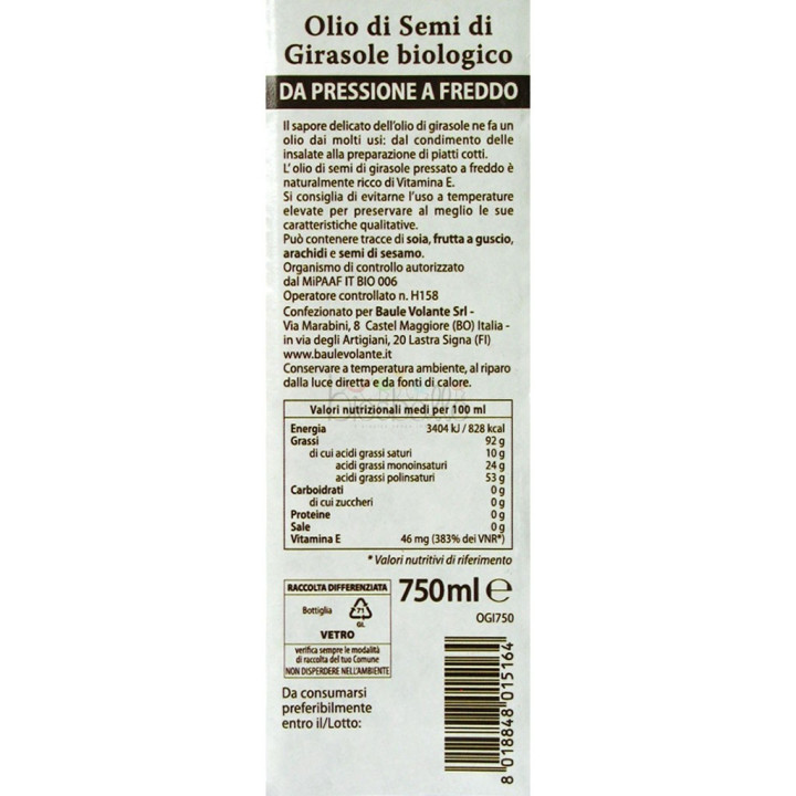 Olio di girasole 750ml