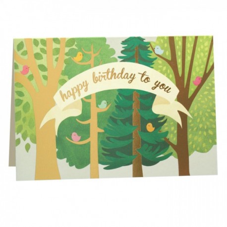 Biglietto d'Auguri - Alberi e uccelli