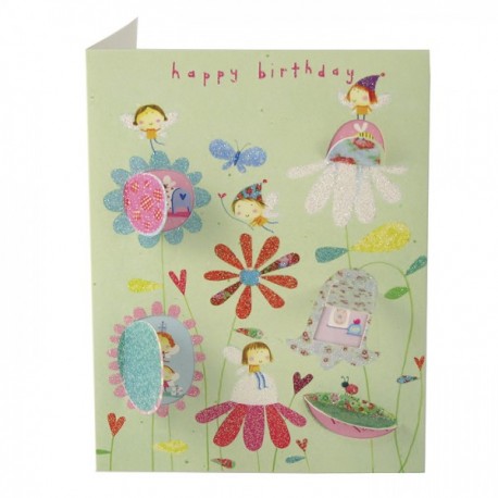 Biglietto d'Auguri - Fiori e fate