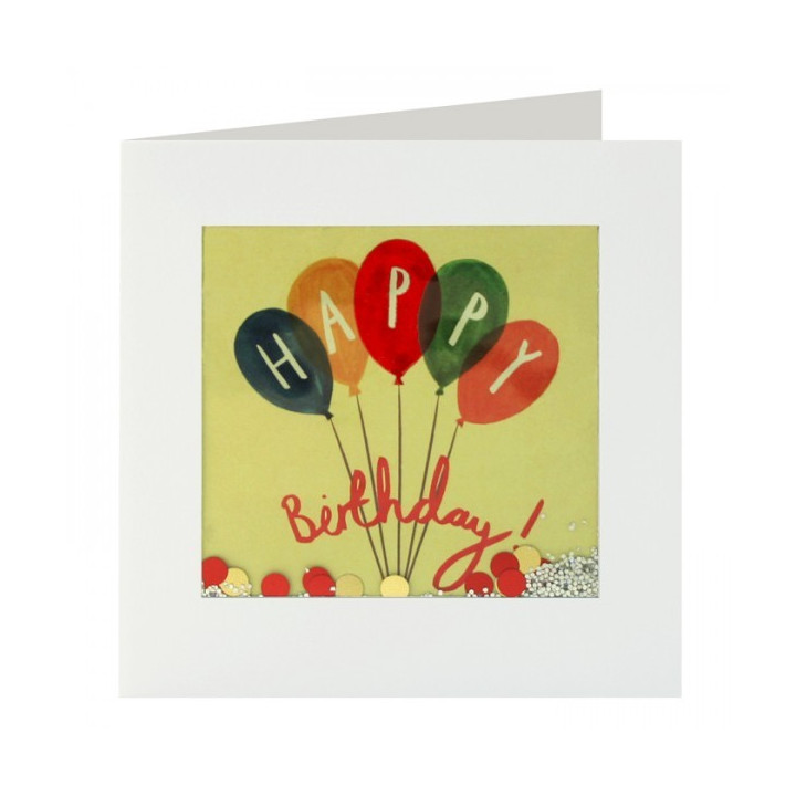 Biglietto d'Auguri con brillantini - Palloncini colorati