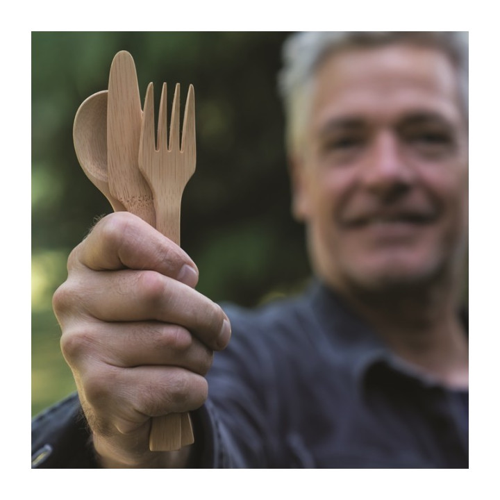 Set di utensili da viaggio con custodia in cotone biologico