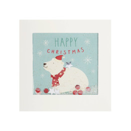 Biglietto d'Auguri con brillantini - Orso Polare con sciarpa