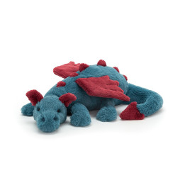 Peluche morbido Draghetto Dexter rosso e blu 50cm