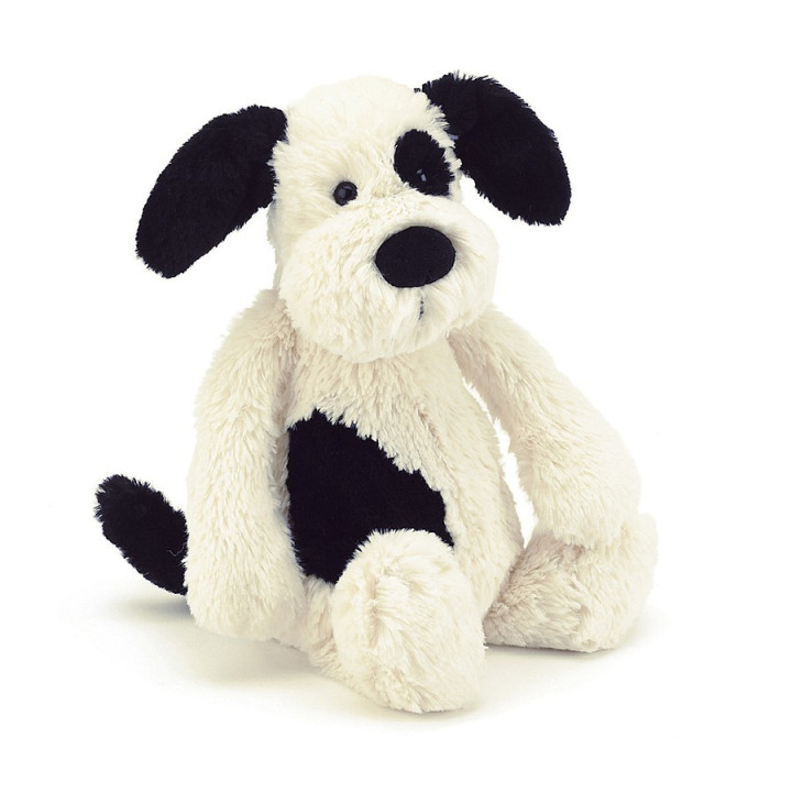 Bashful Black & Cream Puppy Peluche Jellycat 18x9x8cm