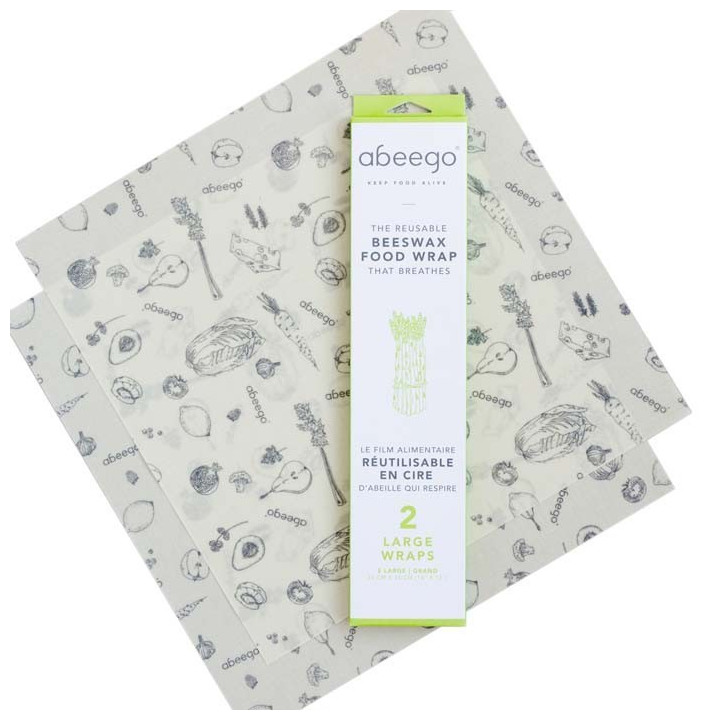 kit di 2 avvolgi-alimenti in cera d'api 33x33 cm