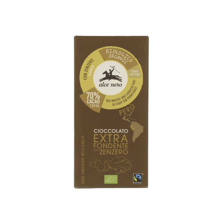 Cioccolato fondente con zenzero AlceNero 50g