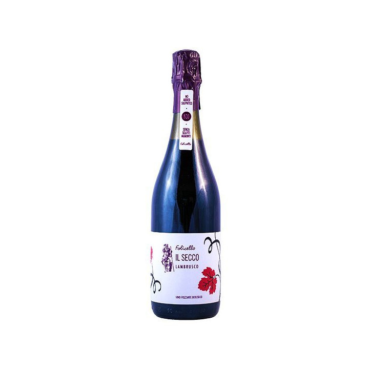 Vino rosso Lambrusco Grasparossa IGT secco senza solfiti 75cl
