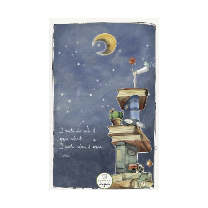 Quaderno 'Il poeta' 10x15 cm di carta ecologica con illustrazioni