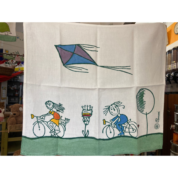 Tovaglietta Canovaccio 100% lino Biciclette Pascucci 65x65