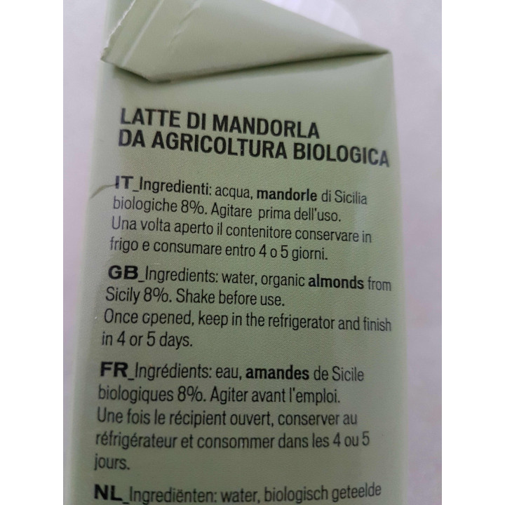 Latte di mandorla senza zucchero Valdibella 1l