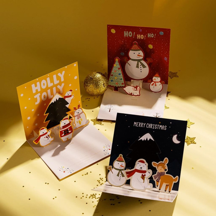 Biglietto d'Auguri Natale 3D - Pupazzo di neve