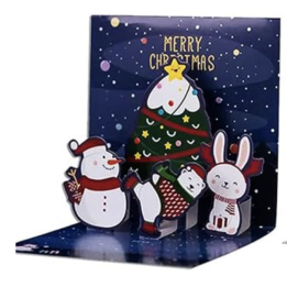 Biglietto d'Auguri Natale 3D - Pupazzo di neve