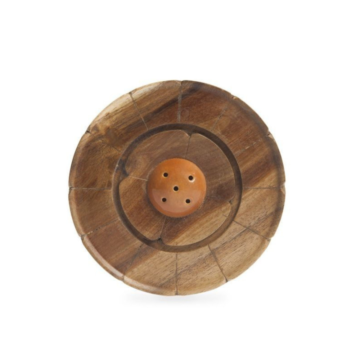 Piattino Porta incenso in legno e ceramica